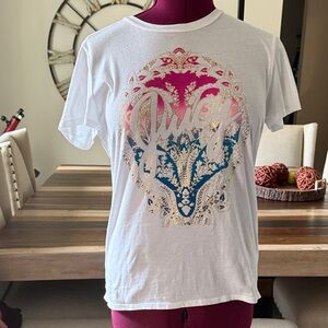 Juicy Couture White Tee with Pink and Blue Design